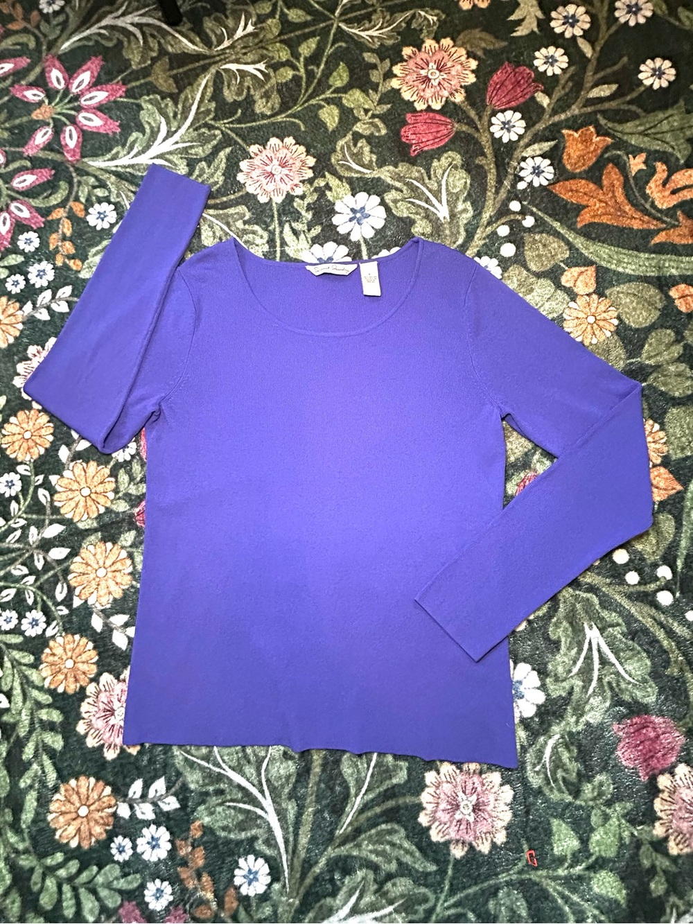French Laundry Cobalt Knit Top, Stretchy & Soft Raylon-Nylon Blend, Women Large